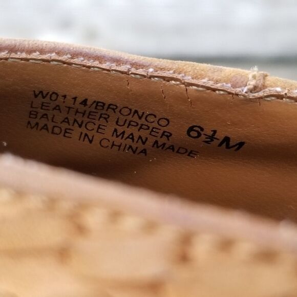 Vintage 90s y2k Camel Tan Suede Boho Western Cowgirl Whipstitch Heeled Mules 6.5 - Picture 9 of 10